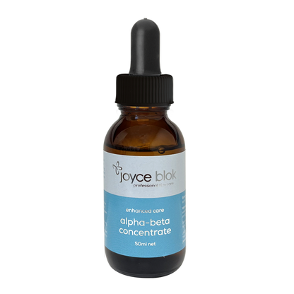 Product shot of a Joyce Blok 50ml Alpha Beta Concentrate bottle